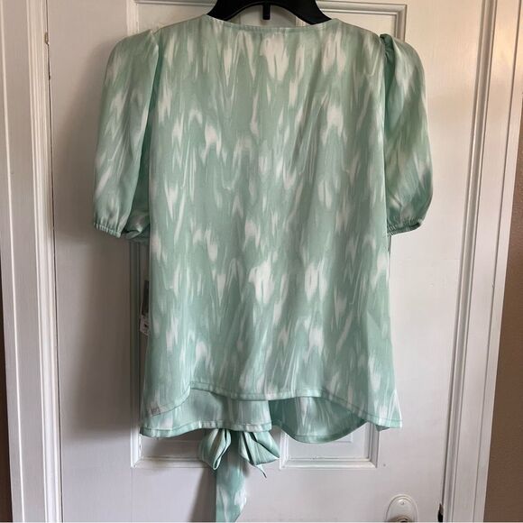 Nine West Light Green Tie-Front Blouse - Picture 5 of 9